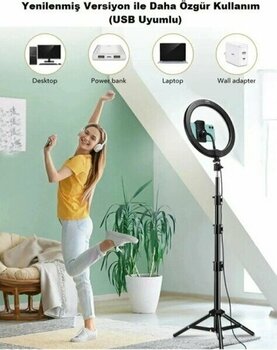 Gaman Tripodlu Youtuber Selfie 3 Renk Led Işıklı Tripod 10 Inç 210CM