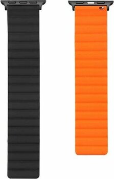 Cep Case Apple Watch 7 41MM Kordon/kayış Çift Renk Mıknatıslı Ayarlanabilir Kordon - Siyah - Turuncu - Siyah-Turuncu