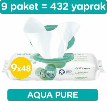 Prima Islak Havlu Mendil Aqua Pure  9'lu 432 Yaprak  Fırsat Paketi