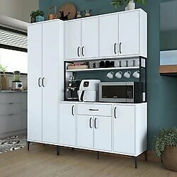 Rani JE133 Çok Amaçlı Dolap 10 Kapaklı 1 Çekmeceli Kiler Mutfak Dolabı Beyaz