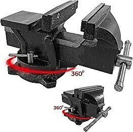 Anadolu Strong Büyük Boy 80mm 3'' 360'' Dönerli Taban Dövme Çelik Sabit Tezgah Masa Mengenesi