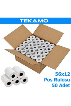 Tekamo 56x12 Yazar Kasa Pos Rulosu ( 50 Adet ) Rulo Kağıt 5 Paket