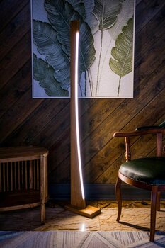 woodbaba Masif Ahşap Led Lambader Açık Ceviz 150cm İskandinav Salon Yatak Odası Köşe Aydınlatması Defne