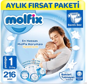 Molfix 1 Numara Yenidoğan 216'lı Bebek Bezi