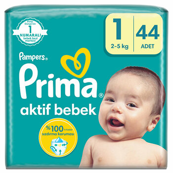 Prima Pampers Bebek Bezi Aktif Bebek 1 Beden Standart Paket 44 Adet