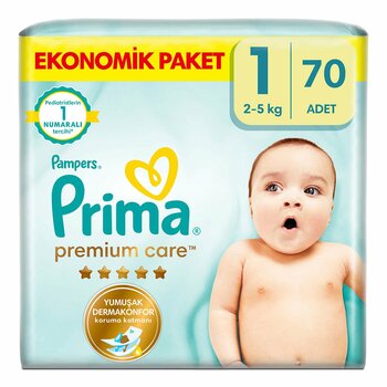 Prima Bebek Bezi Premium Care Yeni Doğan 1 Numara Ekonomik Paket 70'li 2-5 kg