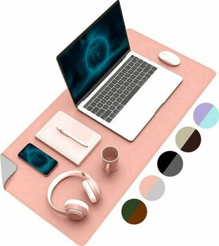 KlasseGear Çift Renk Deri Mousepad Laptop Bilgisayar Için 80X40 cm Pembe ve Gri