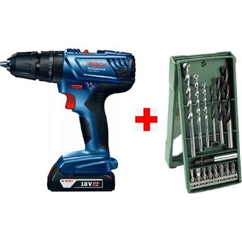 Bosch Gsb 180-LI 18V 2AH Darbeli Akülü Vidalama Şarjlı Matkap + 15 Parça Matkap Ucu ve Vidalama Ucu Seti