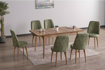 Olesivo Sahra Açılır 6 Kişilik Mutfak Masası Takımı - Yeşil