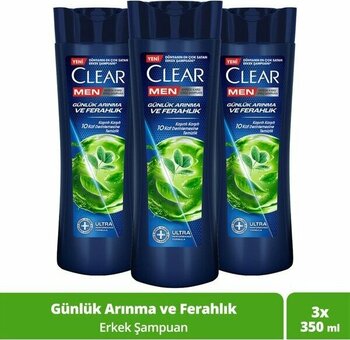 Clear Men Kepeğe Karşı Etkili Şampuan Günlük Arınma ve Ferahlık 350 ml x3