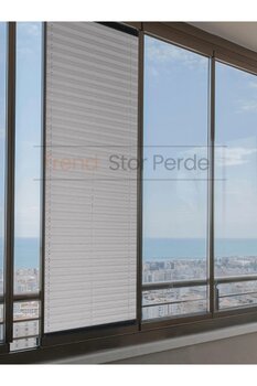 TREND STOR PERDE Koyu Gri Plise Katlanır Cam Balkon Perdesi - Ofis Perdesi - Salon Perdesi - 002