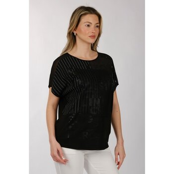 Daido Oversize Pullu Minimalist Kadın Tişört - Kısa Kol - Siyah - 40