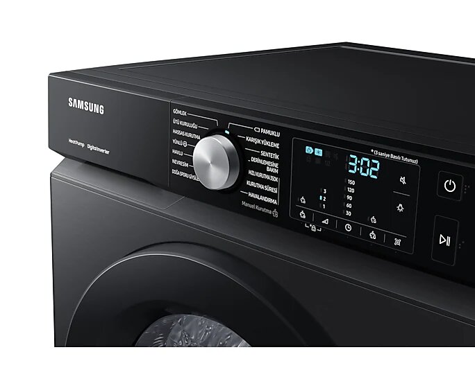 Samsung DV90BBA245ABAH 9 kg Siyah Çamaşır Kurutma Makinesi