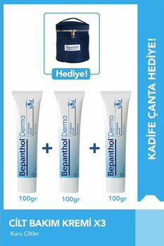 Bepanthol Cilt Bakım Kremi 100g 3'lü Set + Kadife Çanta Hediye
