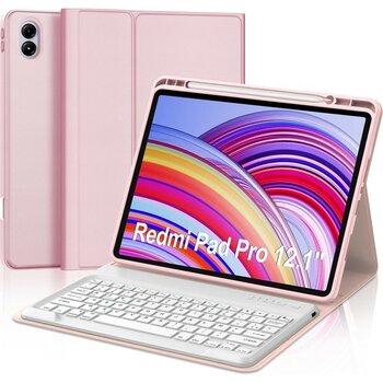 M.TK Moveteck Xiaomi Poco Pad 12.1 / Redmi Pad Pro 12.1 Inç Uyumlu Tablet Klavyeli Kılıf Kablosuz Bluetooth Akıllı Kalem Bölmeli Tükçe Q Klavyeli T...