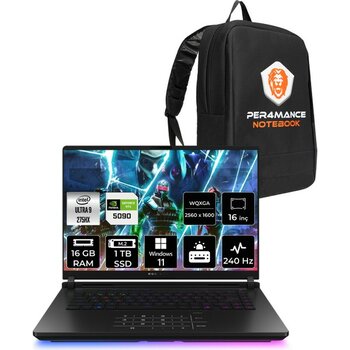 Asus Rog Strix G16 Core Ultra 9 275HX RTX 5090 24GB Gaming Laptop 16GB RAM 1TB SSD 16" QHD+ 240Hz Win11 Home + Per4 Çanta G635LXRW145P348