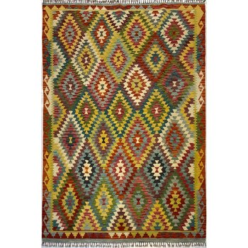 Afgan Halı El Dokuma Afgan Kilim Yün Kök Boya - Çok Renkli - 174 x 242 cm