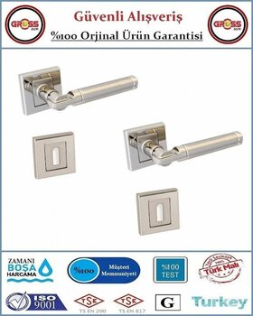 Parçalı Rozetli İç Oda Kapı Kolu - Mat Nikel - 1 Takım Ön Ve Arka