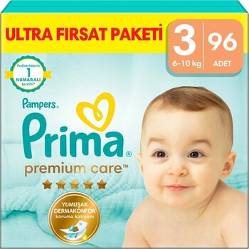 Prima Bebek Bezi Premium Care 3 Numara 96 Adet Ultra Fırsat Paketi