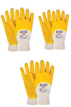 Universal Sarı Nitril İşci Eldiveni 3'lü