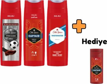 Old Spice Set Duş Jeli 400ml ( Captain + White Eater + Strong Slogger) + Seyahat Boy Duş Jeli 50ml H