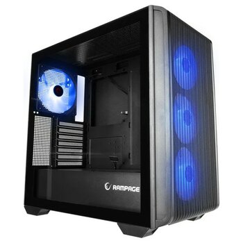 Senka Rampage Craft Temperli̇ Cam+Mesh Siyah Argb Fan+Type-C Atx Mi̇d-T Gaming Kasa