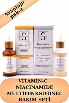 SHINEHUB C Vitamini-Niacinamide Multifonksiyonel Cilt Bakım Serum Seti Tüm Cilt Tipleri