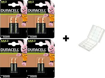Duracell 2500 Mah Şarjlı Aa Kalem Pil 4'lü + 750 Mah Aaa Ince Kalem Pil 4'lü + Pil Kutusu