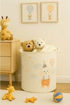 Luxway Home Tavşan Filesiz Sepet Katlanabilir Düzenleyici Sepet - Oyuncak ve Çamaşırlar Için 37X40 - 37 x 40 - Krem