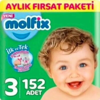Molfix 3d Bebek Bezi 3 Numara Midi Aylık Fırsat Paketi 152 Adet