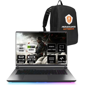 Asus Rog Strix G18 i9 14900HX RTX 5060 8GB Gaming Laptop 40GB RAM 256GB SSD 16" QHD+ 240Hz FreeDOS + Per4 Çanta G815JMRS9041WP321 - 256 GB - 40 GB