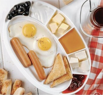 Bonna Porselen Bonna Oval Kahvaltı Tabağı 7 Gözlü 33 Cm