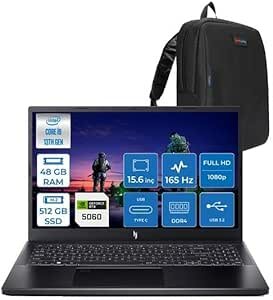 Acer Nitro ANV15-52 Intel Core i9 13900H 48GB 512GB SSD 8GB/RTX5060/75W 15.6" FHD IPS 165Hz Windows 11 Home Taşınabilir Bilgisayar NHQZAEY004H17 + ZettaÇanta