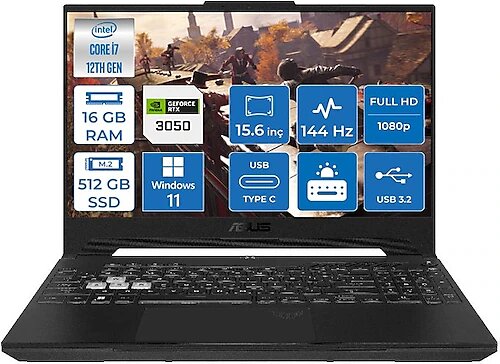 Asus TUF Gaming F15 FX507ZC4-HN00903 15.6 inç Intel Core i7 12700H 16 GB 512 GB SSD NVIDIA RTX 3050 Windows 11 Professional