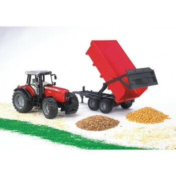 Bruder Massey Ferguson 7480 Traktör ve Römork Yüksek Kalite Oyuncak 1:16 Ölçekli Kırmızı