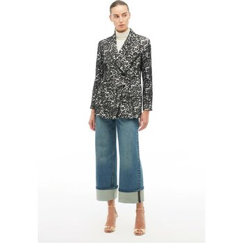 Perspective Siyah Kruvaze Kırlangıç Yaka Ceket - 38