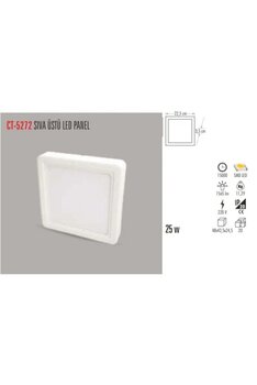 Cata Ct-5272 25W/6400K Alm. S.ü Led Armatür Kare (Beyaz)