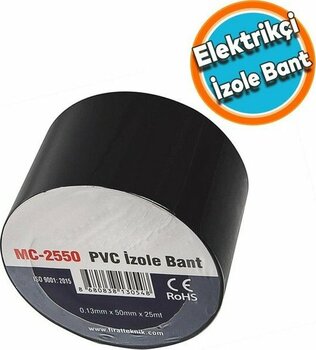 Nzb Elektrikçi Bandı İzolasyon Siyah Izole Elektirik Kablo Bant Bandı Pvc 0.13 mm Kalınlık 50 mm Geniş 25 Metre