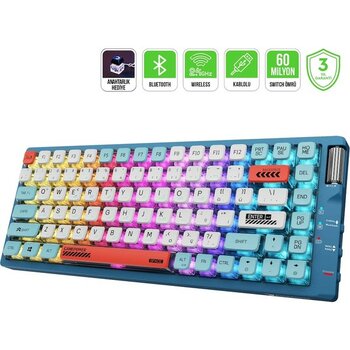 Gamepower Sense Tkl Rgb Wireless/bluetooth/kablolu Mekanik Red Switch Gaming Klavye