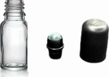 10ml Şeffaf Cam Şişe Roll-on Şişe, 24 Adet, Bilye Başlıklı Şişe, Cam Şişe, Roll-on Şişesi