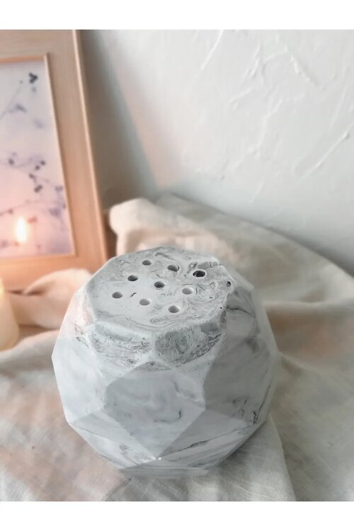NVOs Candle Mermer Desenli Beton Tütsü Brulörü