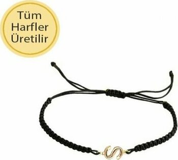 İp Örgü 14 Ayar Altın Ş Harfli Bileklik