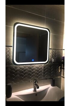 Çelik Cam Dekorasyon Kare Ledli Dekoratif Dokunmatik Flotal Ayna