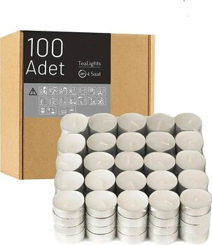 Me Ama Tealight Beyaz Mum 100 Adet Kokusuz Mum 4 Saat 11 gram 100'lü Uzun Yanma