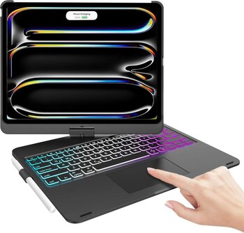 Apple Ipad Pro 11inç M4 2024 Kılıf Kablosuz Dönebilen Klavyeli Kılıf Keyboard A2836 A2837 A3006