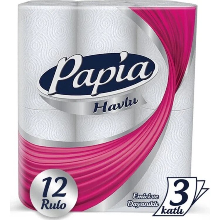 Papia Rulo 12 Rulo 3 Katlı Kağıt Havlu