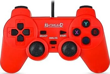 Kontorland Kablolu PC Gamepad - D-Input & X-Input Destekli Çift Titreşimli USB Oyun Kolu - Kırmızı