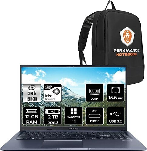 Asus Vivobook 15 X1502ZA EJ1069 15.6 inç Intel Core i5 1235U 12 GB 2 TB SSD Intel Graphics Windows 11 Home