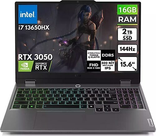 Lenovo LOQ 15IRX9 83DV00G5TR BT27 15.6 inç Intel Core i7 13650HX 16 GB 2 TB SSD NVIDIA GeForce RTX 3050 FreeDOS