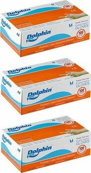 Dolphin Beyaz Lateks Eldiven Pudrasız (M) 100lü Paket 3 Adet - M